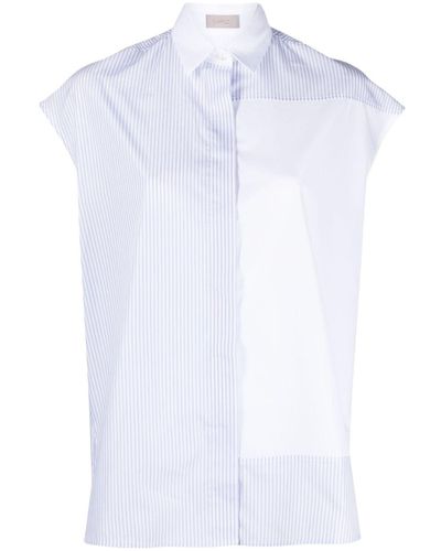 Mrz Striped Sleeveless Cotton Shirt - White