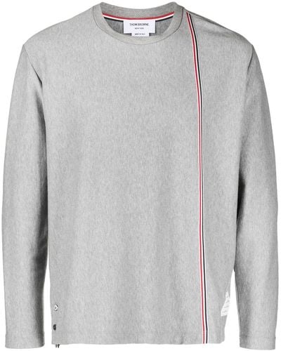 Thom Browne Rwb Stripe Cotton T-shirt - Gray