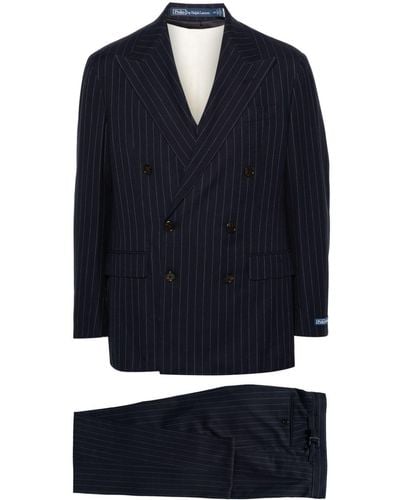 Polo Ralph Lauren Double-breasted Pinstriped Suit - Blue