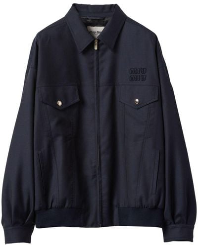 Miu Miu Batavia wool bomber jacket - Blau