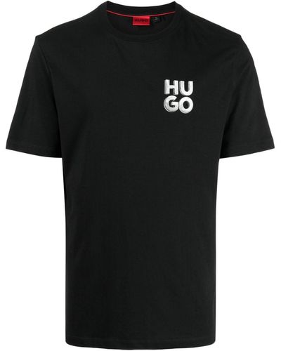 HUGO T-Shirt mit Logo-Print - Schwarz