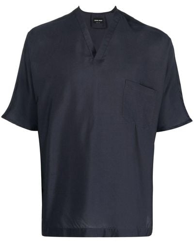 Giorgio Armani Overhemd Met Korte Mouwen - Blauw