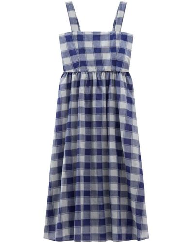 Woolrich Check-print Voile Maxi Dress - Blue