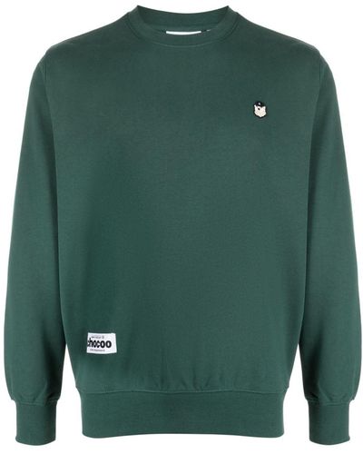 Chocoolate Bear-appliqué Cotton Sweatshirt - Green