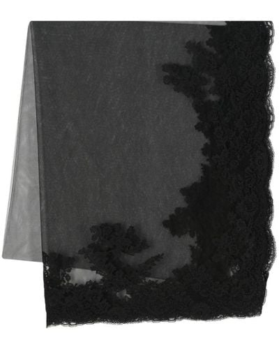 Carine Gilson Lace-detail Tulle Scarf - Black
