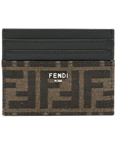 Fendi Ff Leather Card Holder - Black