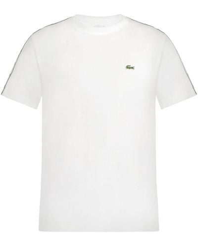 Lacoste Camiseta con franja del logo - Blanco