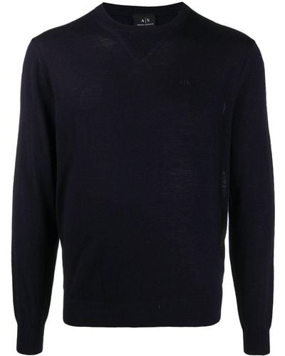 Armani Exchange ロゴ ウール セーター - ブルー