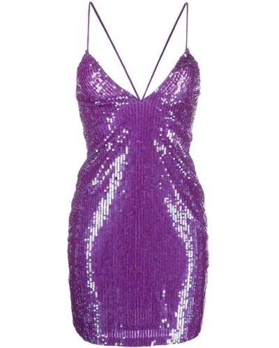 P.A.R.O.S.H. Sequin-embellished Mini Dress - Purple