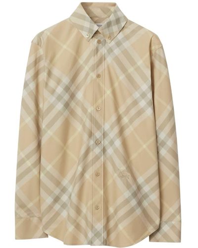 Burberry Camicia In Cotone Check - Natural