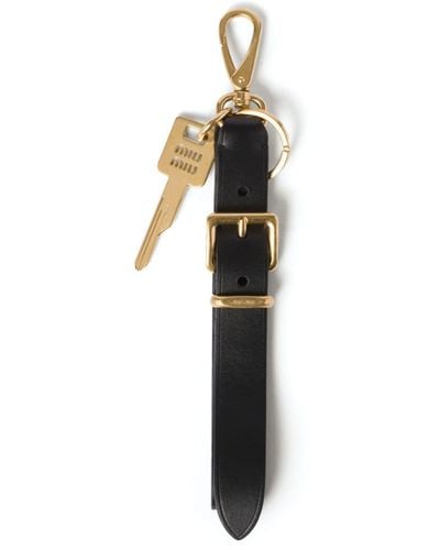 Miu Miu Porte-clés à logo gravé - Noir