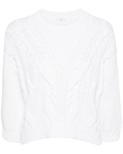 Peserico Cable-knit Cotton Jumper - White