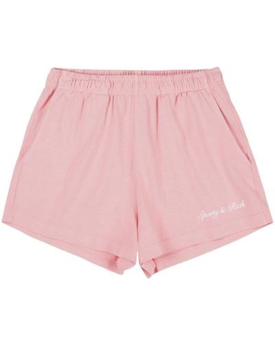 Sporty & Rich Pantalones cortos de chándal con logo - Rosa
