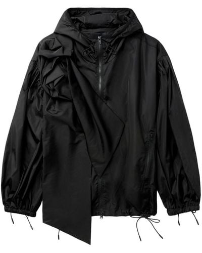 Simone Rocha Pressed Rose Hooded Jacket - Black