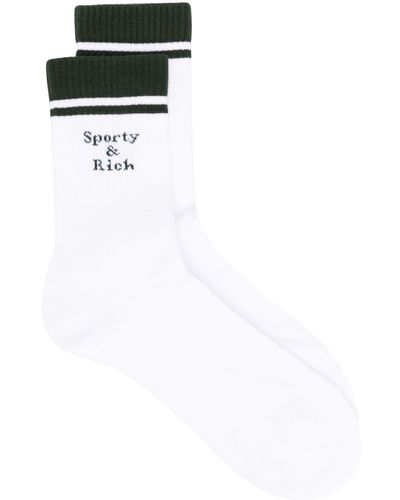 Sporty & Rich Logo-print Ribbed Socks - Black
