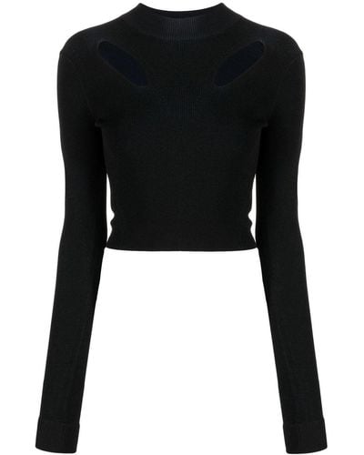Dion Lee Cut Out-detail Cropped Knitted Top - Black