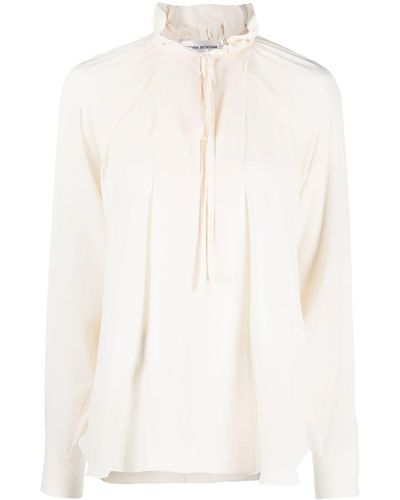 Victoria Beckham Gathered-detail Long-sleeve Blouse - White