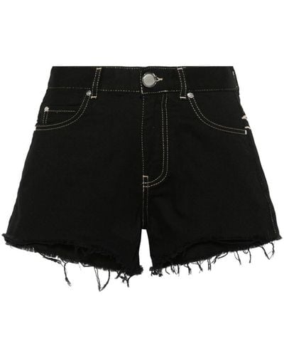 Pinko Love Birds-embroidered Distressed Shorts - Black