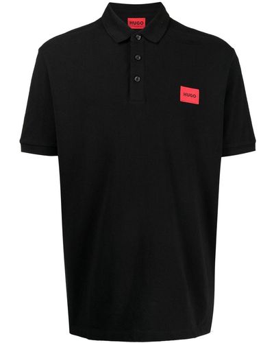 HUGO Dereso222 ロゴパッチ ポロシャツ - ブラック