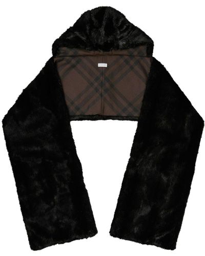 Burberry Hooded Faux-Fur Scarf - Black