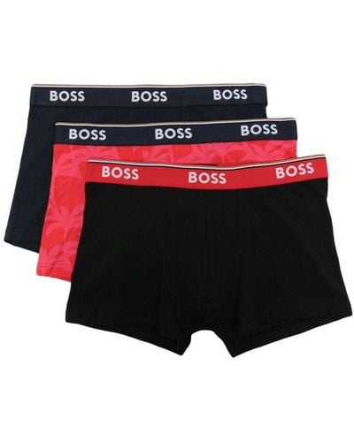 BOSS Set 3 boxer con banda logo - Rosso