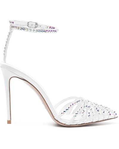 Le Silla Afrodite 110mm Crystal-embellished Sandals - White