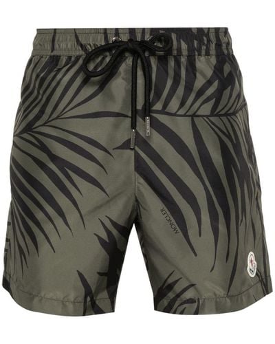 Moncler Palm Tree-print Swim Shorts - Grey