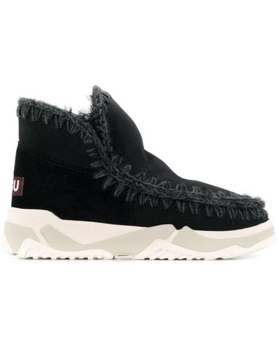 Mou Crochet Stitch-trim Boot Sneakers - Black