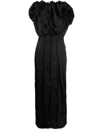 TOVE Midi-jurk Met Ruches - Zwart