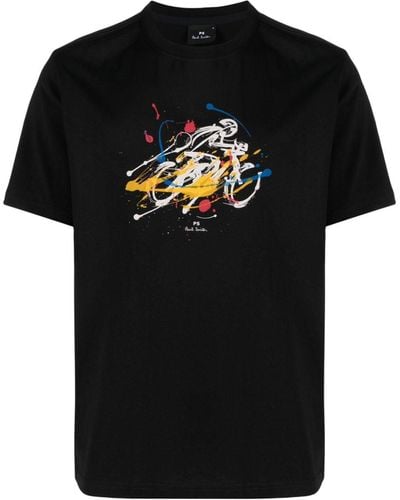 PS by Paul Smith Camiseta con motivo de salpicadura de pintura - Negro