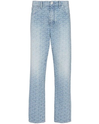 Balmain Jeans aus Monogramm-Jacquard - Blau
