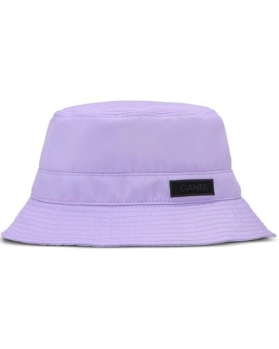 Ganni Logo-appliqué Bucket Hat - Purple
