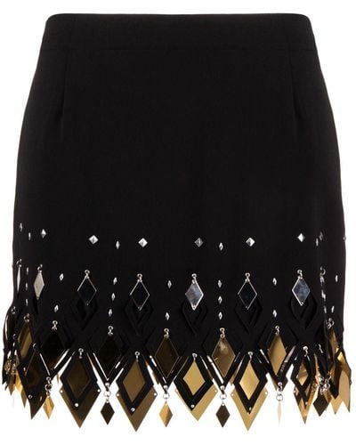 Rabanne Embellished Cut-out Crepe Miniskirt - Black