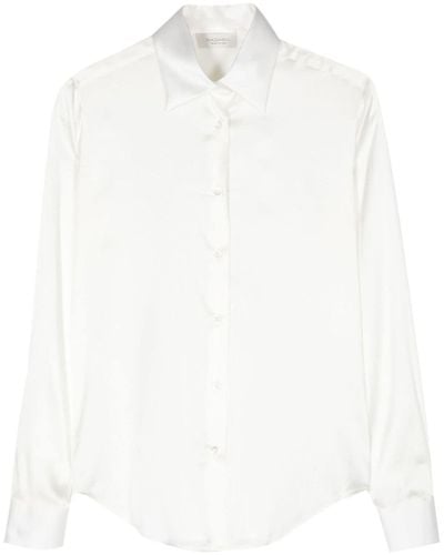Mazzarelli Long-sleeve Satin Shirt - White