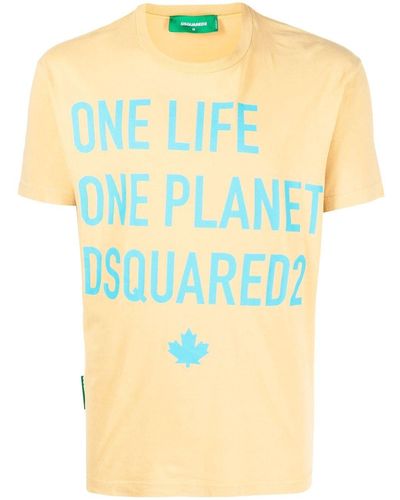 DSquared² Camiseta con eslogan estampado - Amarillo