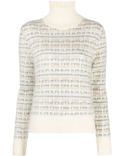 Alysi Patterned Intarsia-knit High-neck Sweater - White