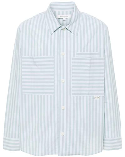 Maison Kitsuné Striped cotton shirt - Blau