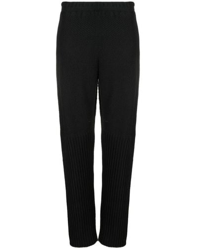 Homme Plissé Issey Miyake Elasticated-waistband Ribbed Track Trousers - Black