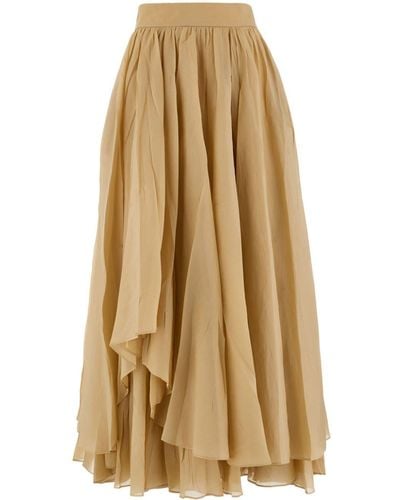 Ferragamo Layered High-waisted Midi Skirt - Natural