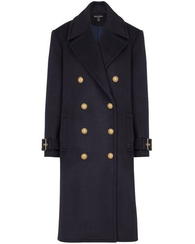 Balmain Oversize-Mantel mit zweireihiger Knöpfung - Blau