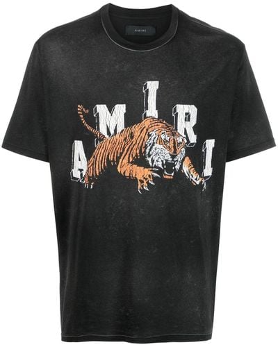 Amiri Vintage Tiger Black T Shirt - Zwart