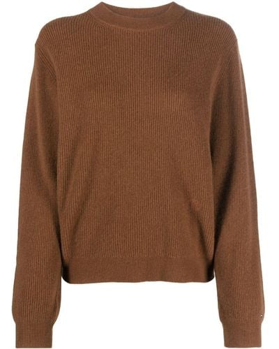Tommy Hilfiger Logo-embroidered Ribbed Sweater - Brown