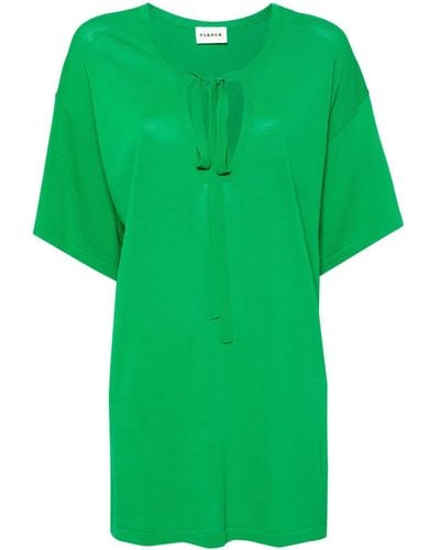 P.A.R.O.S.H. Pussy-bow Knitted Top - Green