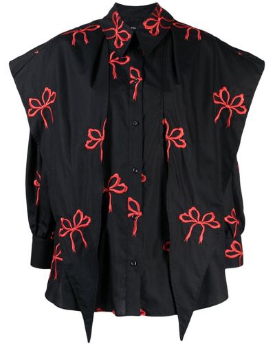 Simone Rocha Bow-embroidered Cotton Shirt - Black