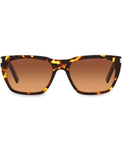 Saint Laurent 598 Tortoiseshell Square-frame Sunglasses - Brown
