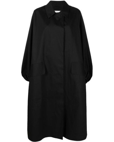 Cecilie Bahnsen Draped Silk Coat - Black