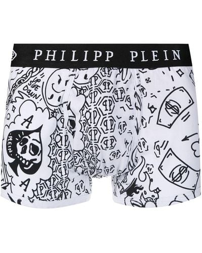 Philipp Plein Shorts mit Graffiti-Muster - Weiß