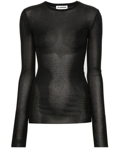 Jil Sander Long-sleeve Silk T-shirt - ブラック