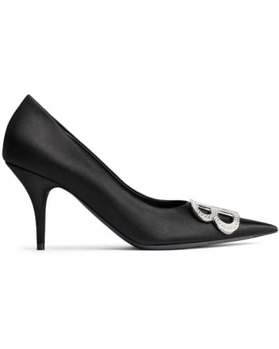 Balenciaga Knife Bb 80mm Satin Court Shoes - Black