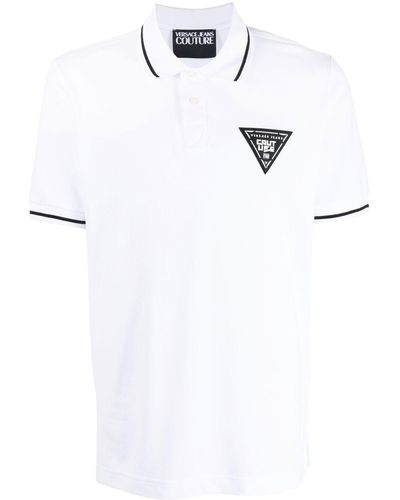 Versace Logo-patch Short-sleeved Polo Shirt - White